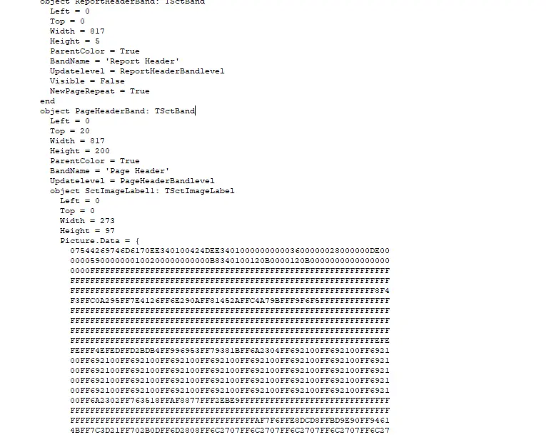 Reverse engineering. Picture of the code with picture binary data